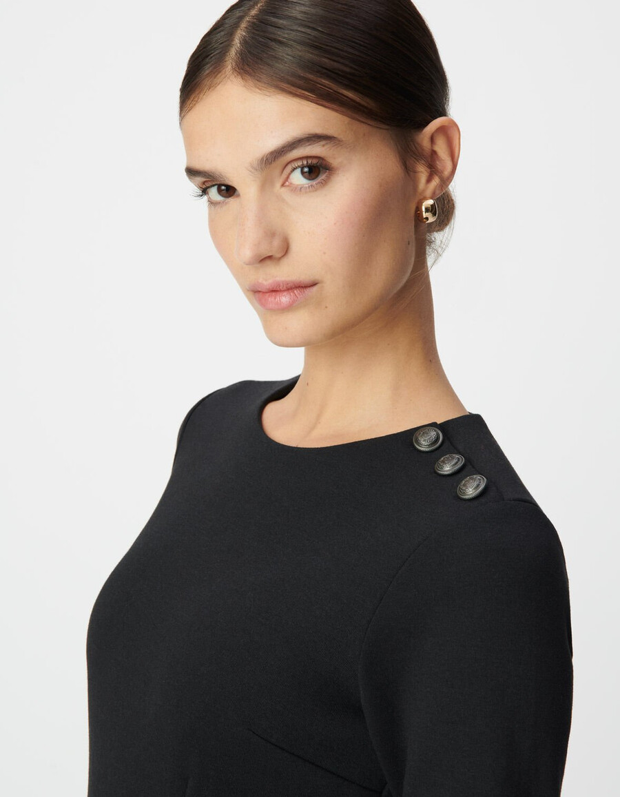 vestido de punto milano negro con abertura para mujer
