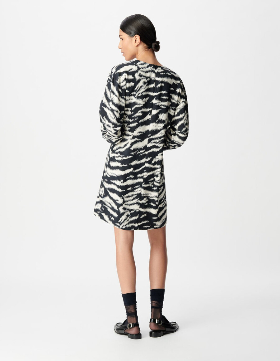 vestido negro con estampado de cebra para mujer
