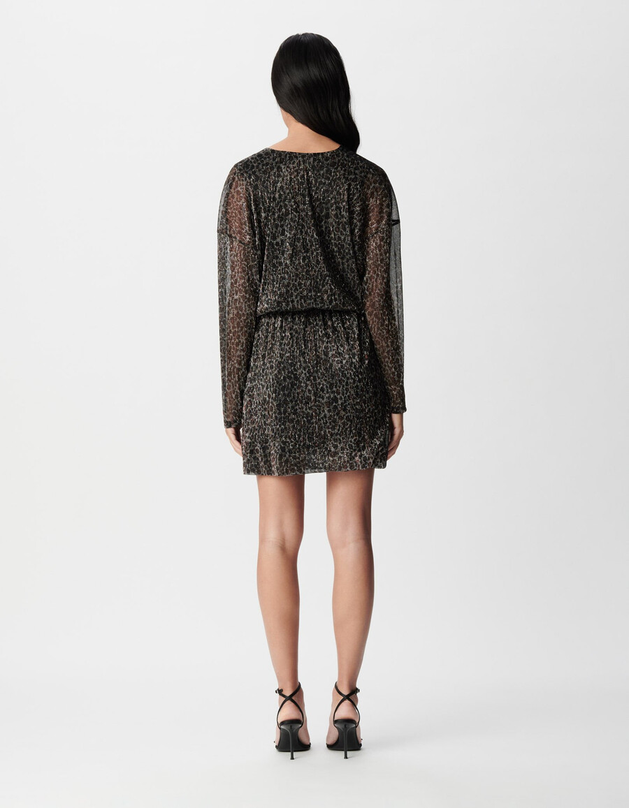 vestido de punto de lúrex negro para mujer