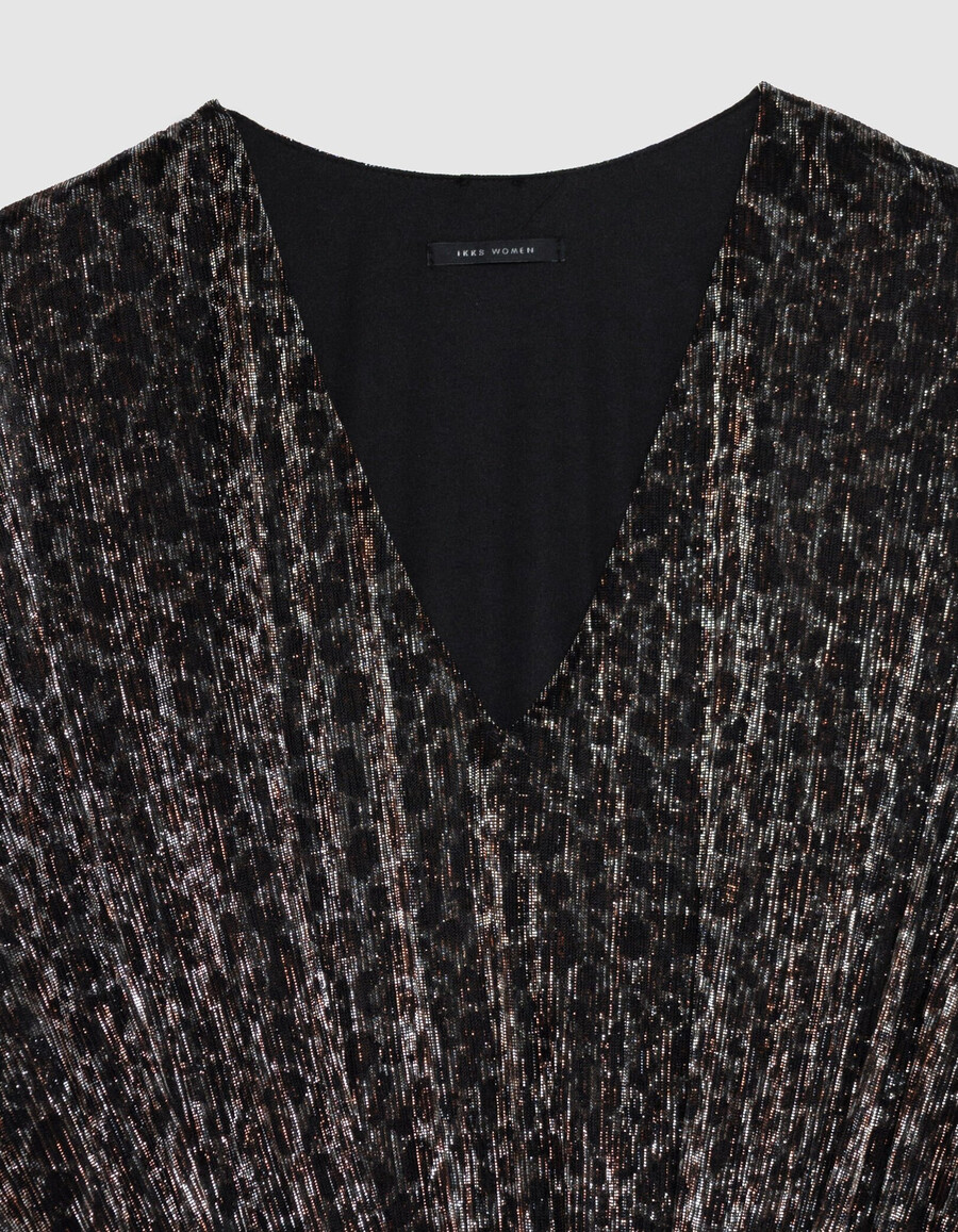 vestido de punto de lúrex negro para mujer
