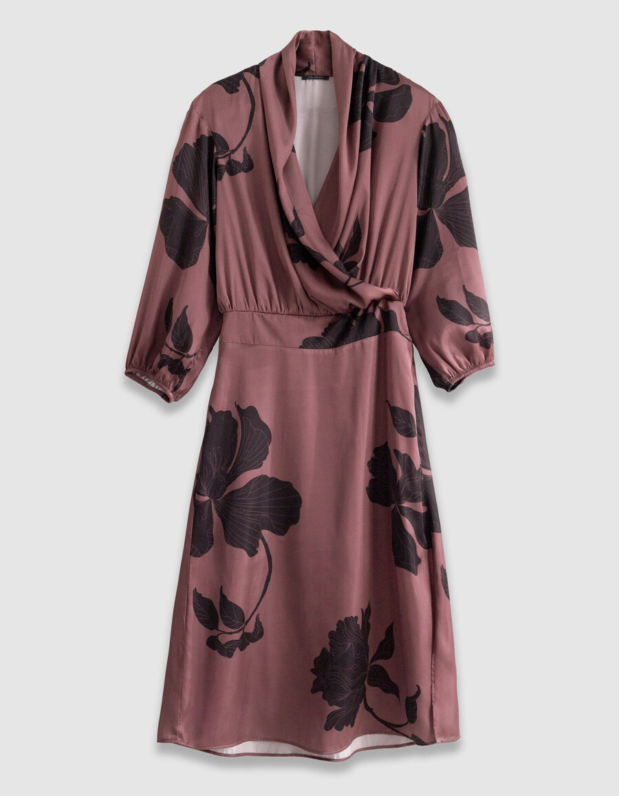 vestido maxi midi floral burdeos para mujer
