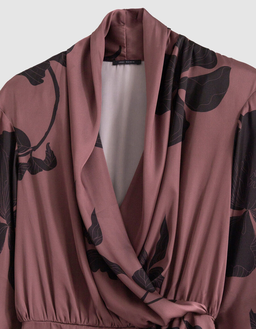 vestido maxi midi floral burdeos para mujer