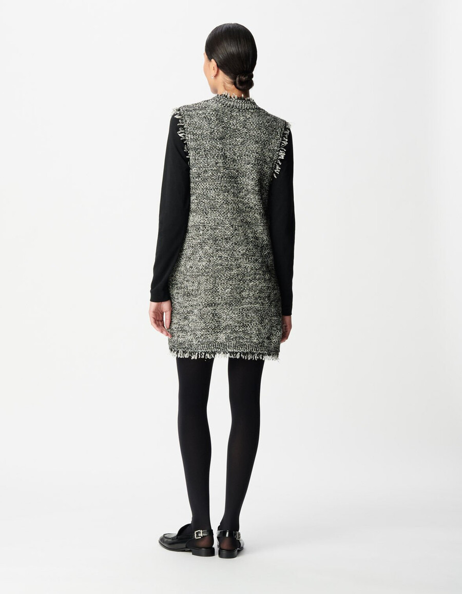 vestido de tweed sin mangas para mujer
