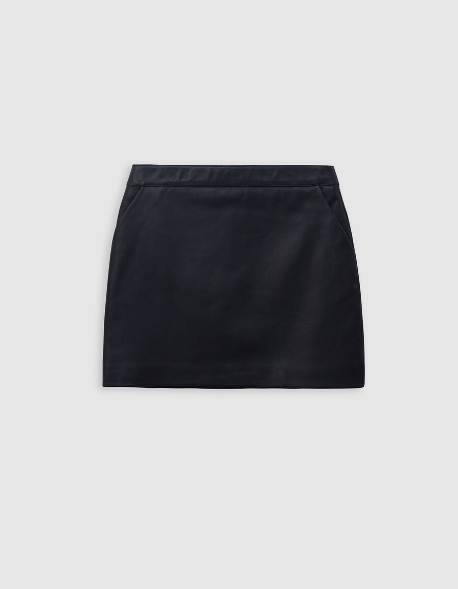 falda corta de cuero negra para mujer