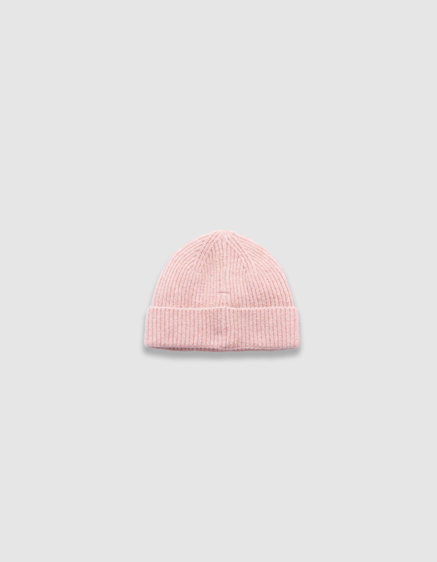 gorro de punto rosa brillante con bordado de flores para niña