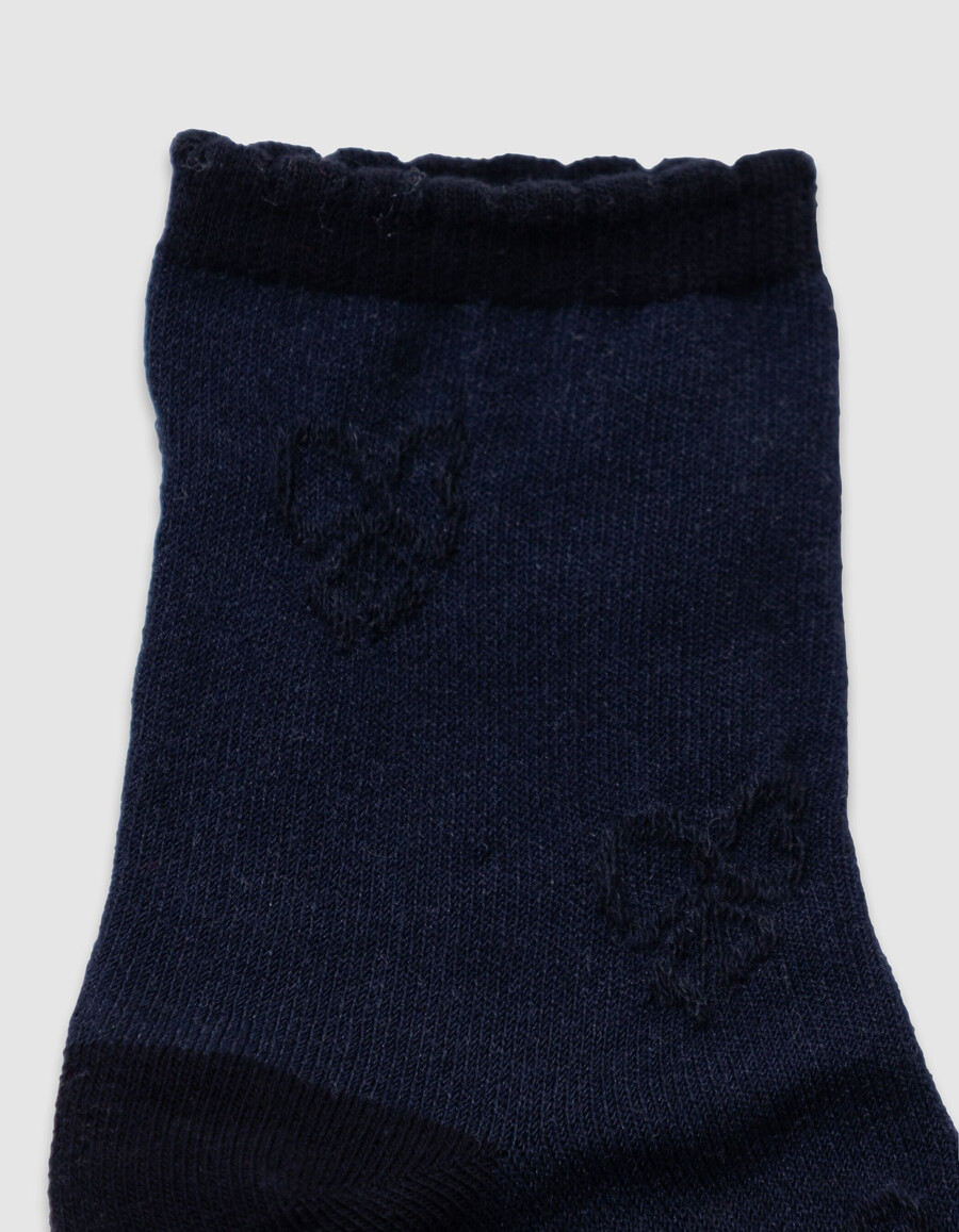 calcetines para niña en azul marino crudo y rojo