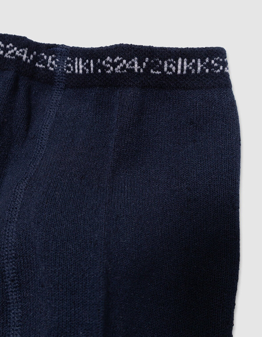 medias de punto jacquard azul marino para niña con motivo de lazo