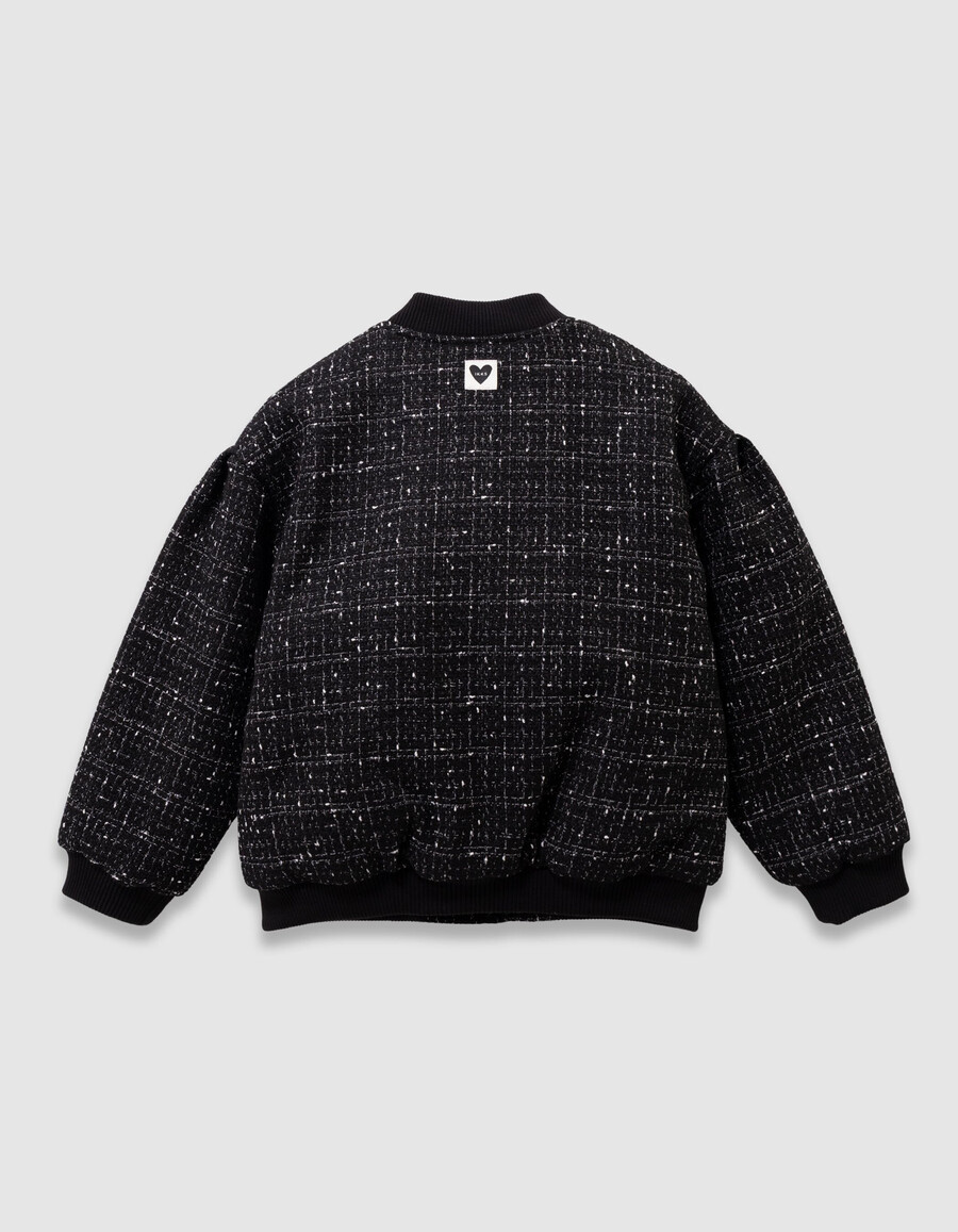 chaqueta negra de efecto tweed para niña