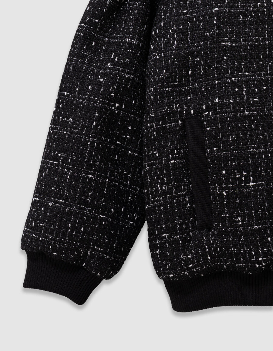 chaqueta negra de efecto tweed para niña