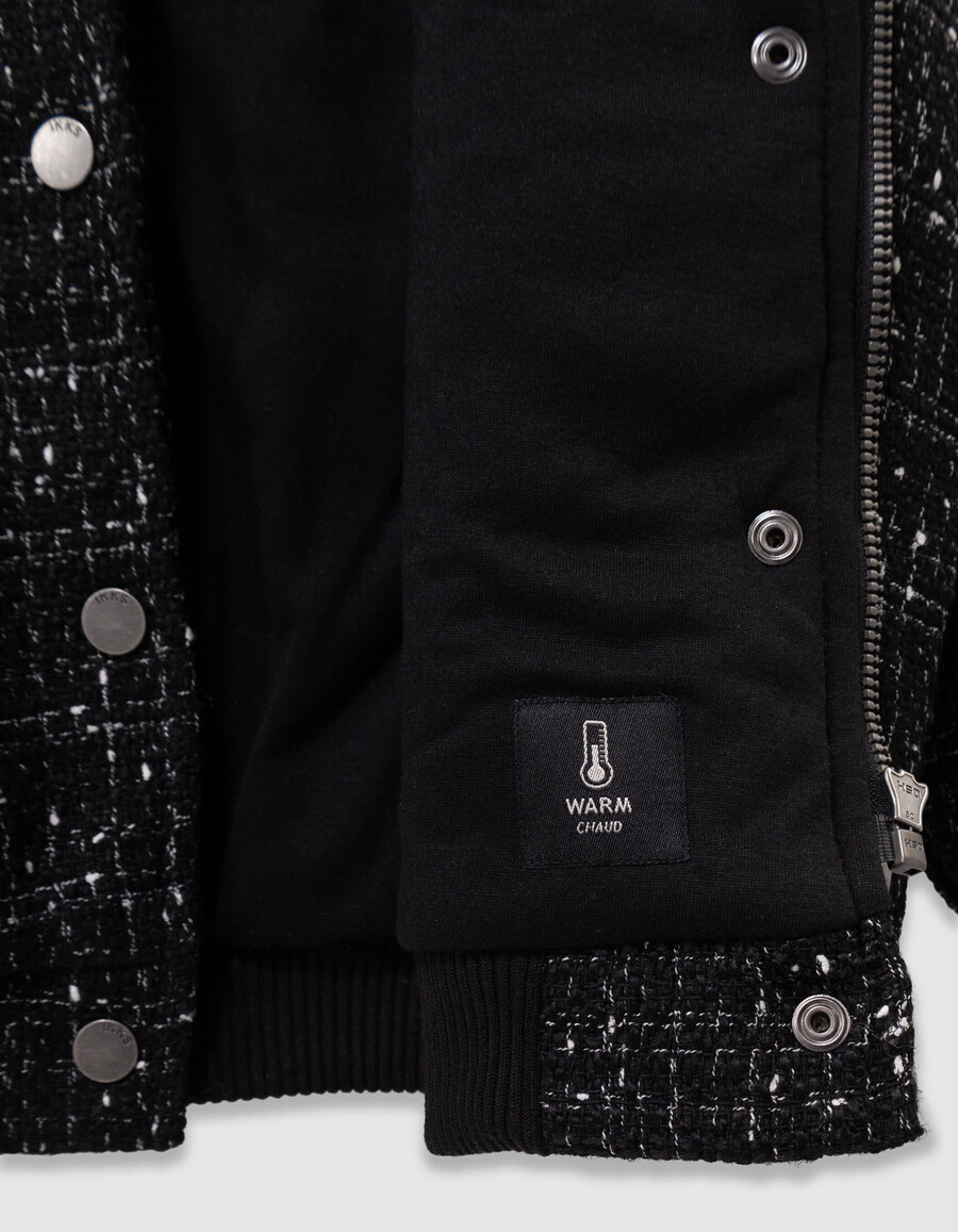 chaqueta negra de efecto tweed para niña