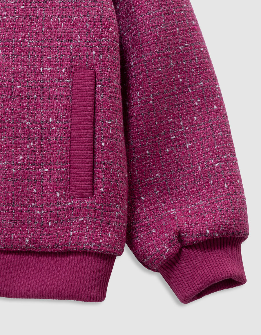 chaqueta rosa con efecto tweed para niña
