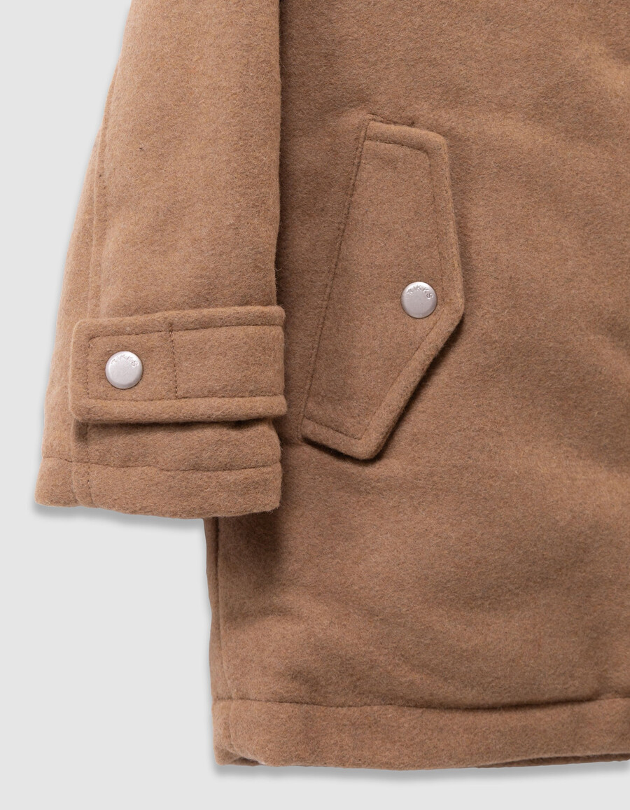 abrigo de cuadros camel para niña con capucha