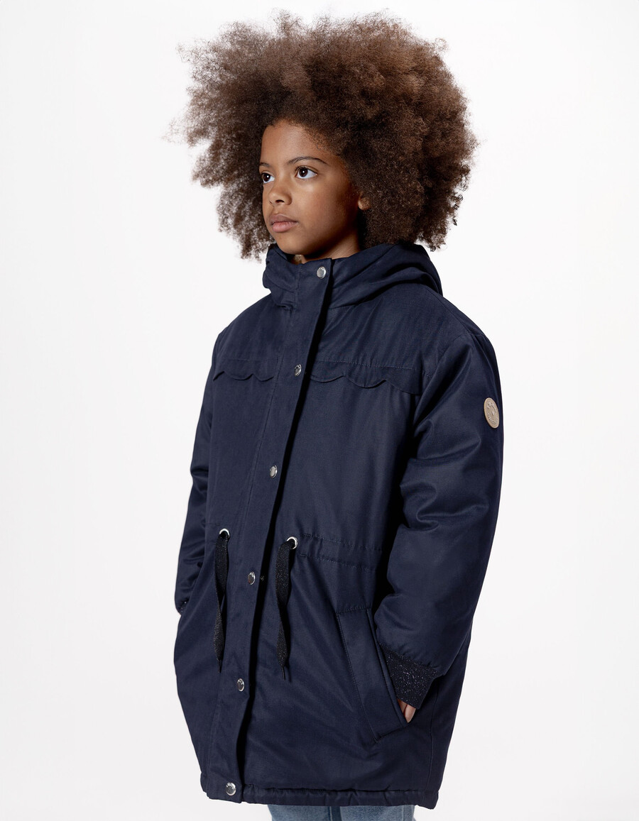 chaqueta acolchada reversible azul 3 en 1 para niña