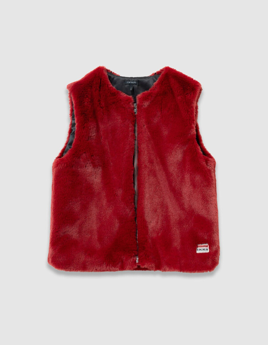 parka negra y chaleco rojo 2 en 1 para niña