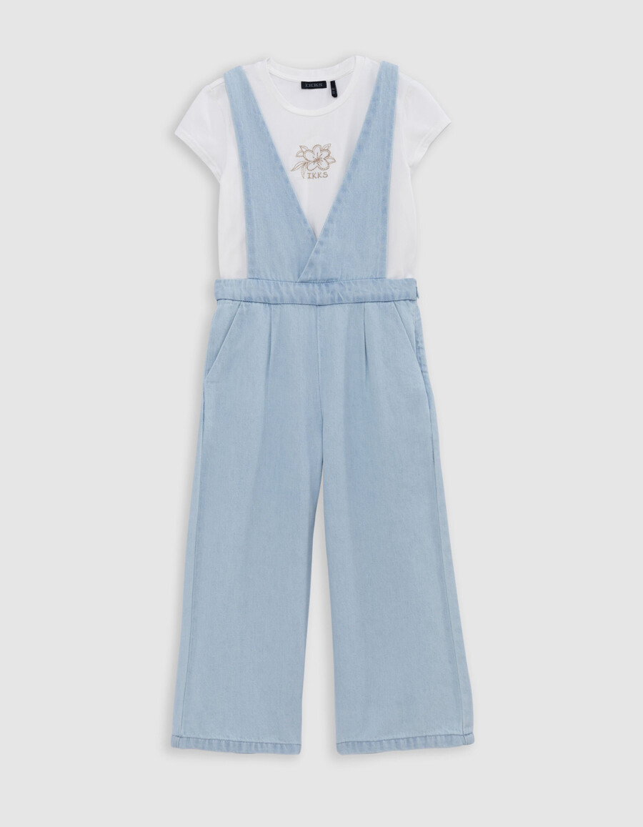 conjunto de overol y camiseta vaquera azul para niña