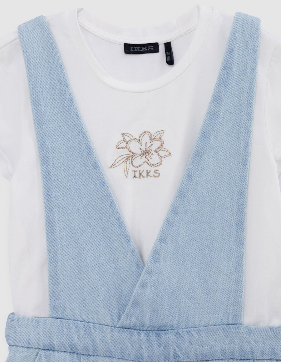 conjunto de overol y camiseta vaquera azul para niña