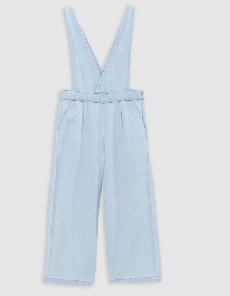 conjunto de overol y camiseta vaquera azul para niña
