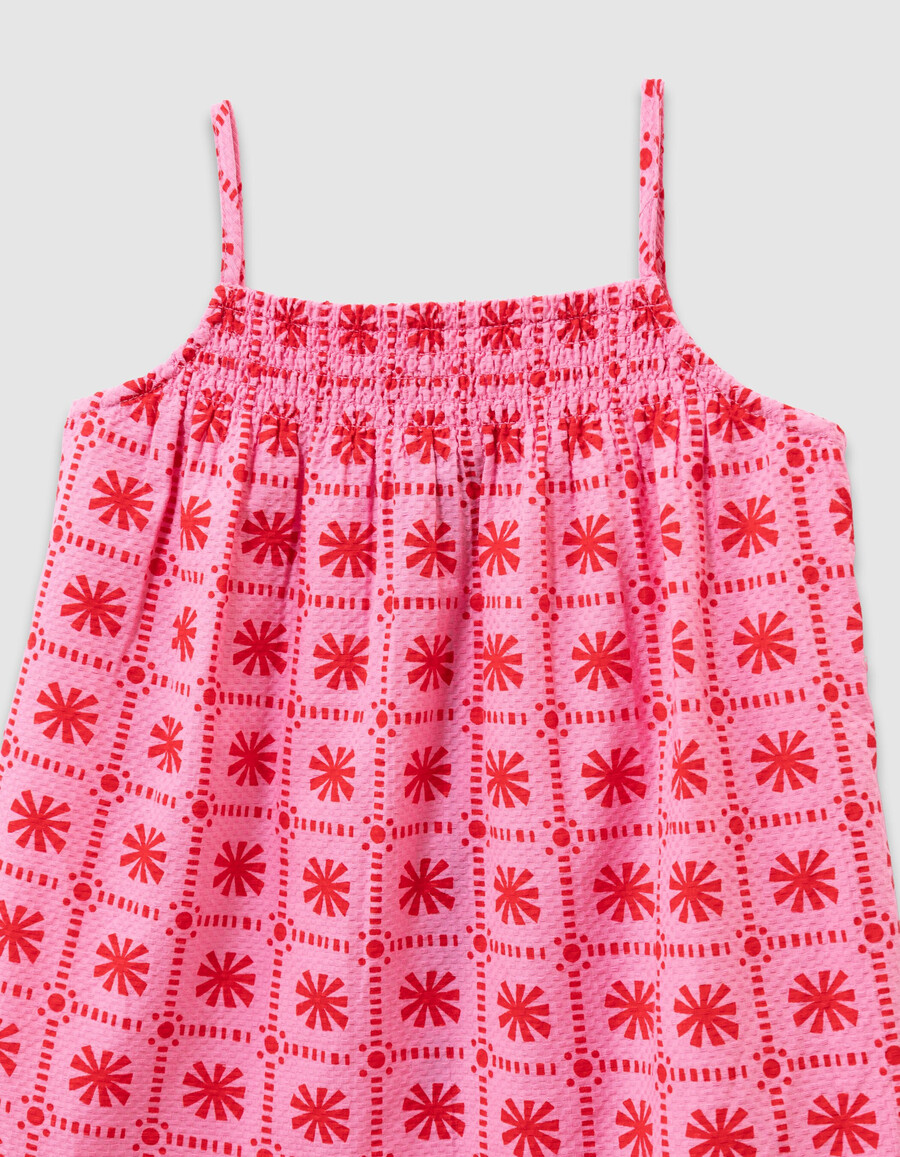 vestido rosa con estampado gráfico para niña