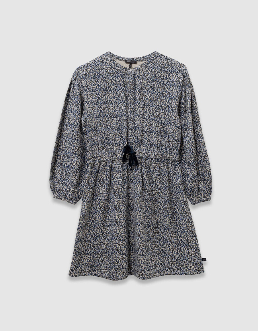 vestido y chaleco 2 en 1 para niña con estampado de leopardo y lazo azul marino