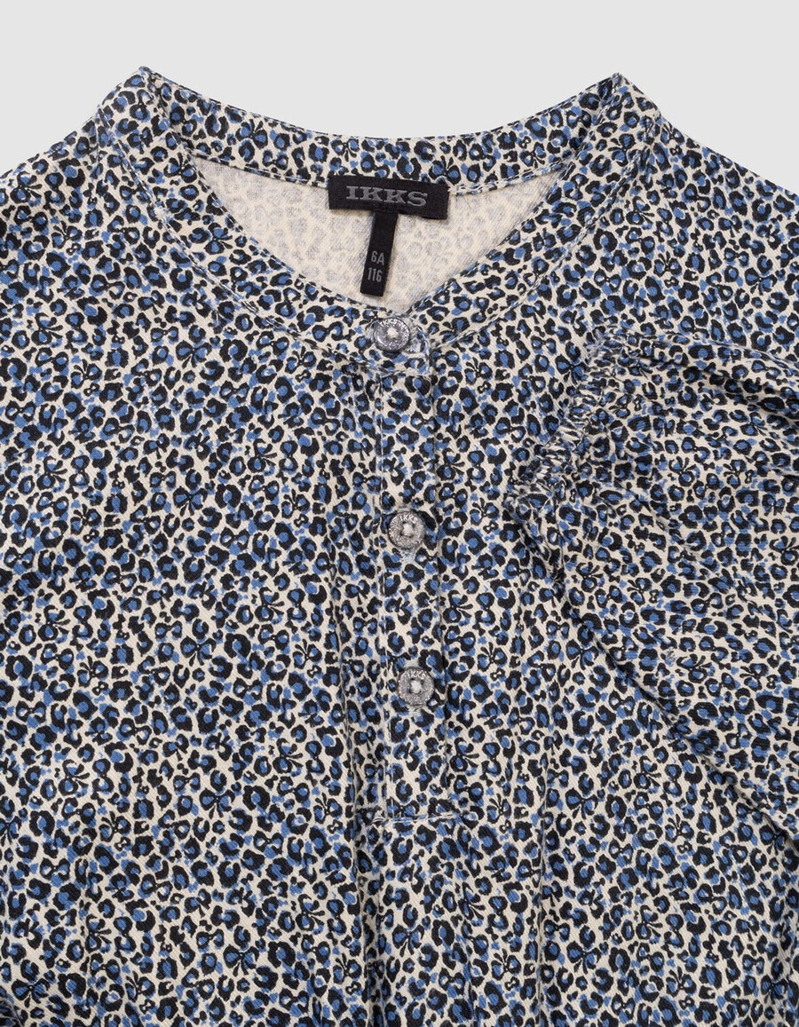 vestido y chaleco 2 en 1 para niña con estampado de leopardo y lazo azul marino