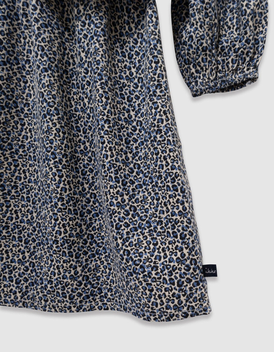 vestido y chaleco 2 en 1 para niña con estampado de leopardo y lazo azul marino