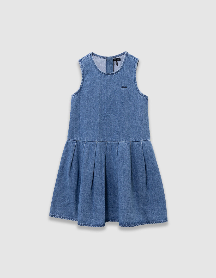 vestido vaquero 2 en 1 y sudadera con cuello con cremallera para niña