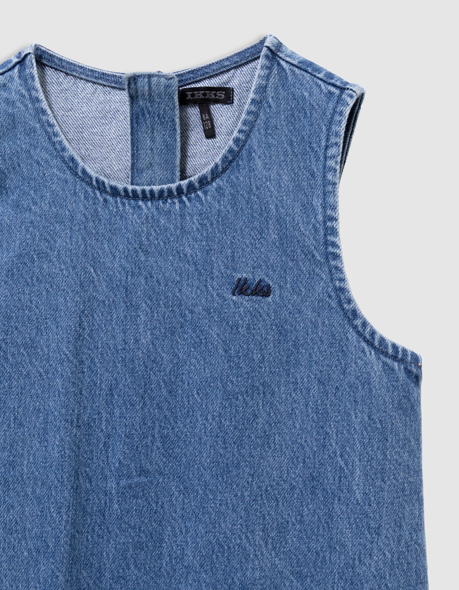 vestido vaquero 2 en 1 y sudadera con cuello con cremallera para niña