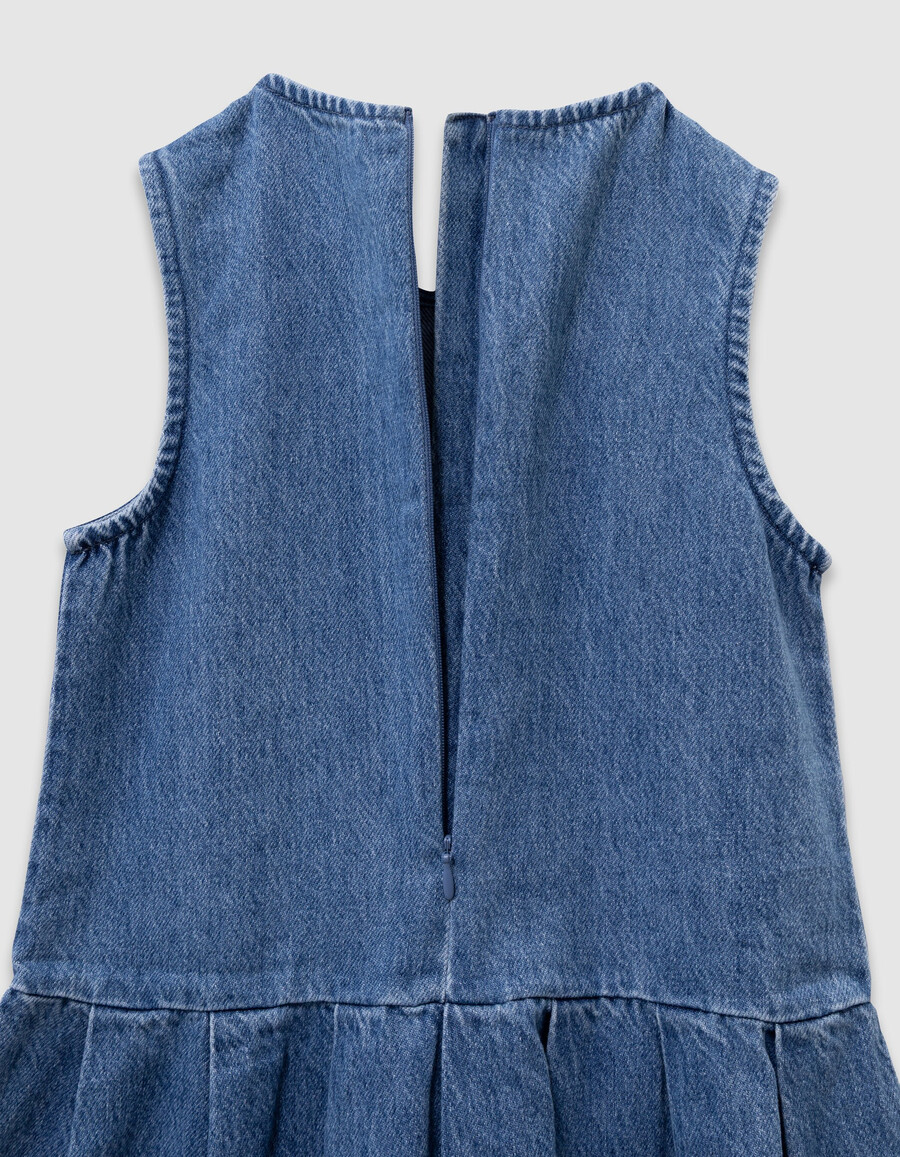vestido vaquero 2 en 1 y sudadera con cuello con cremallera para niña