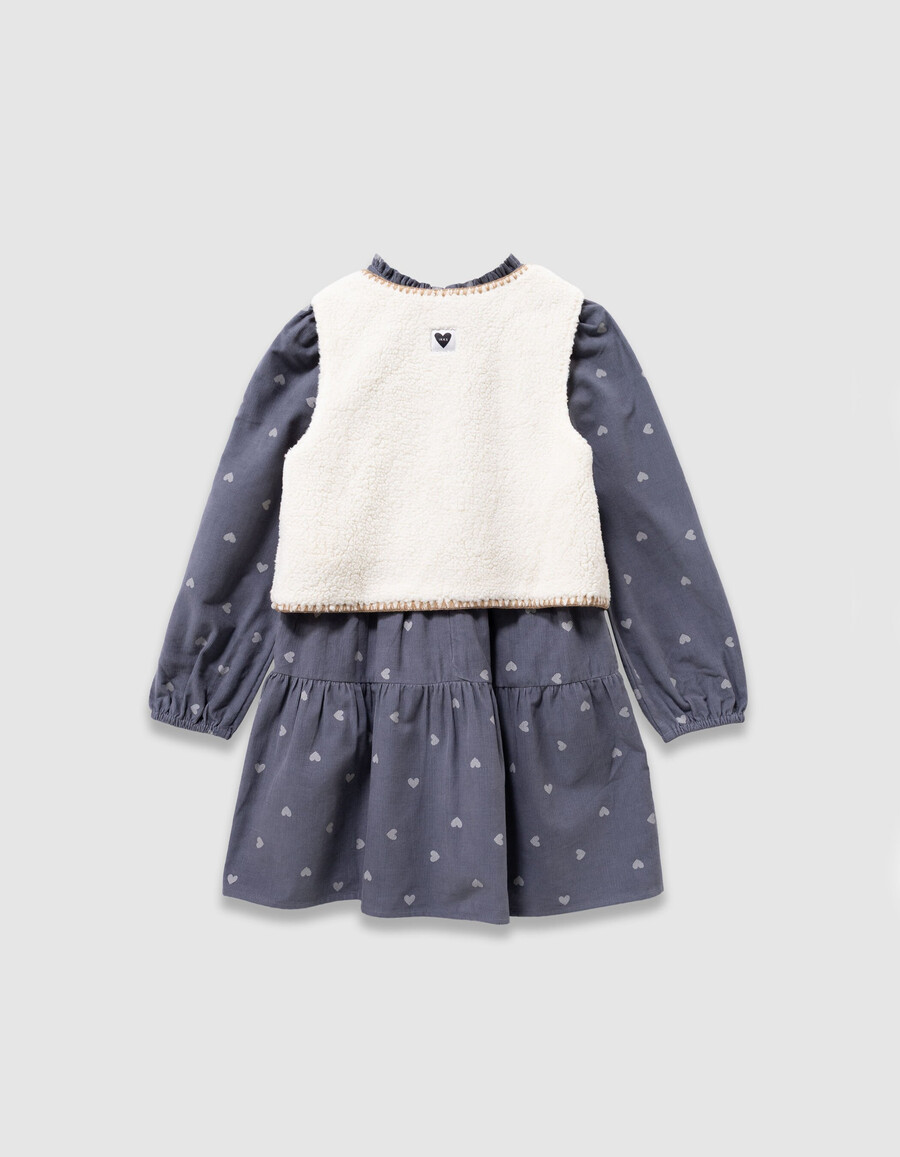 parka y chaleco de terciopelo azul 2 en 1 para niña