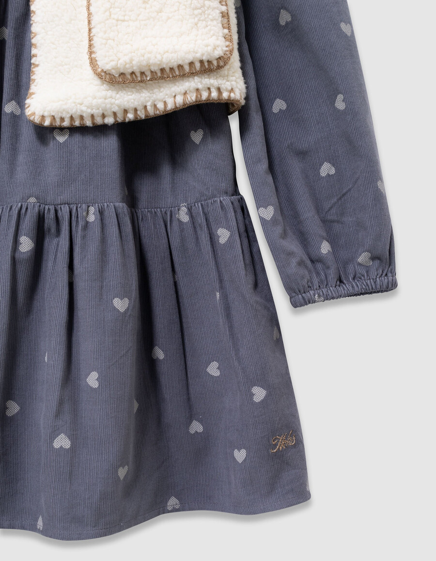 parka y chaleco de terciopelo azul 2 en 1 para niña