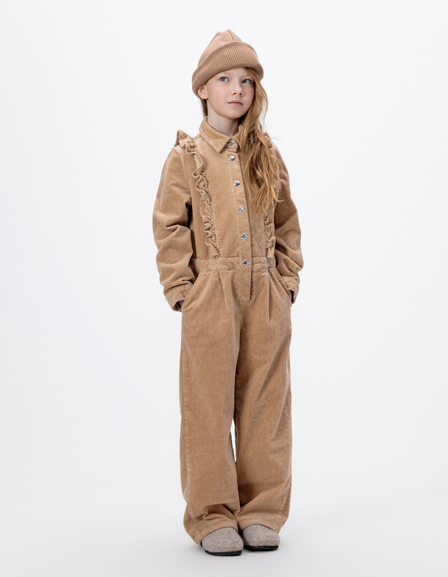 mono de pana beige para niña