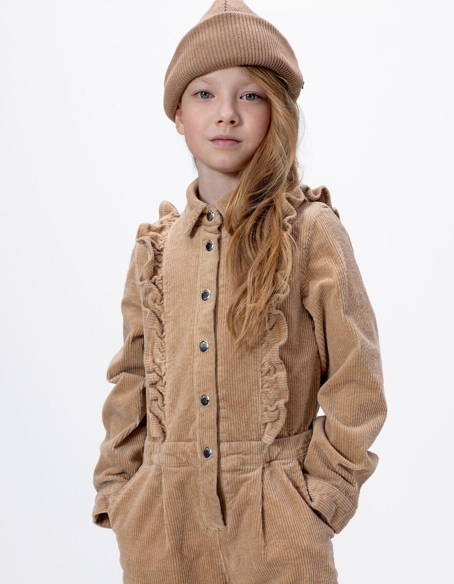 mono de pana beige para niña