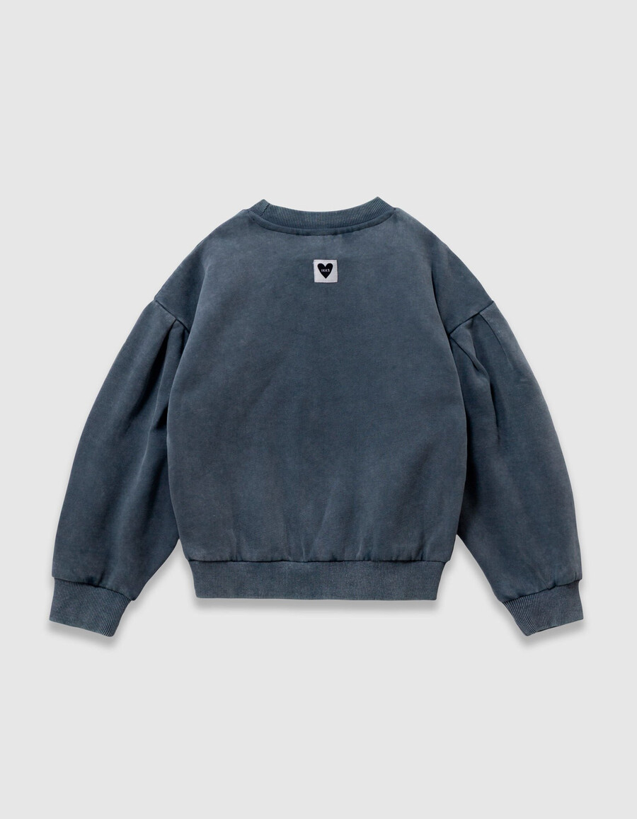 sudadera azul de algodón orgánico para niña bordado dorado xl