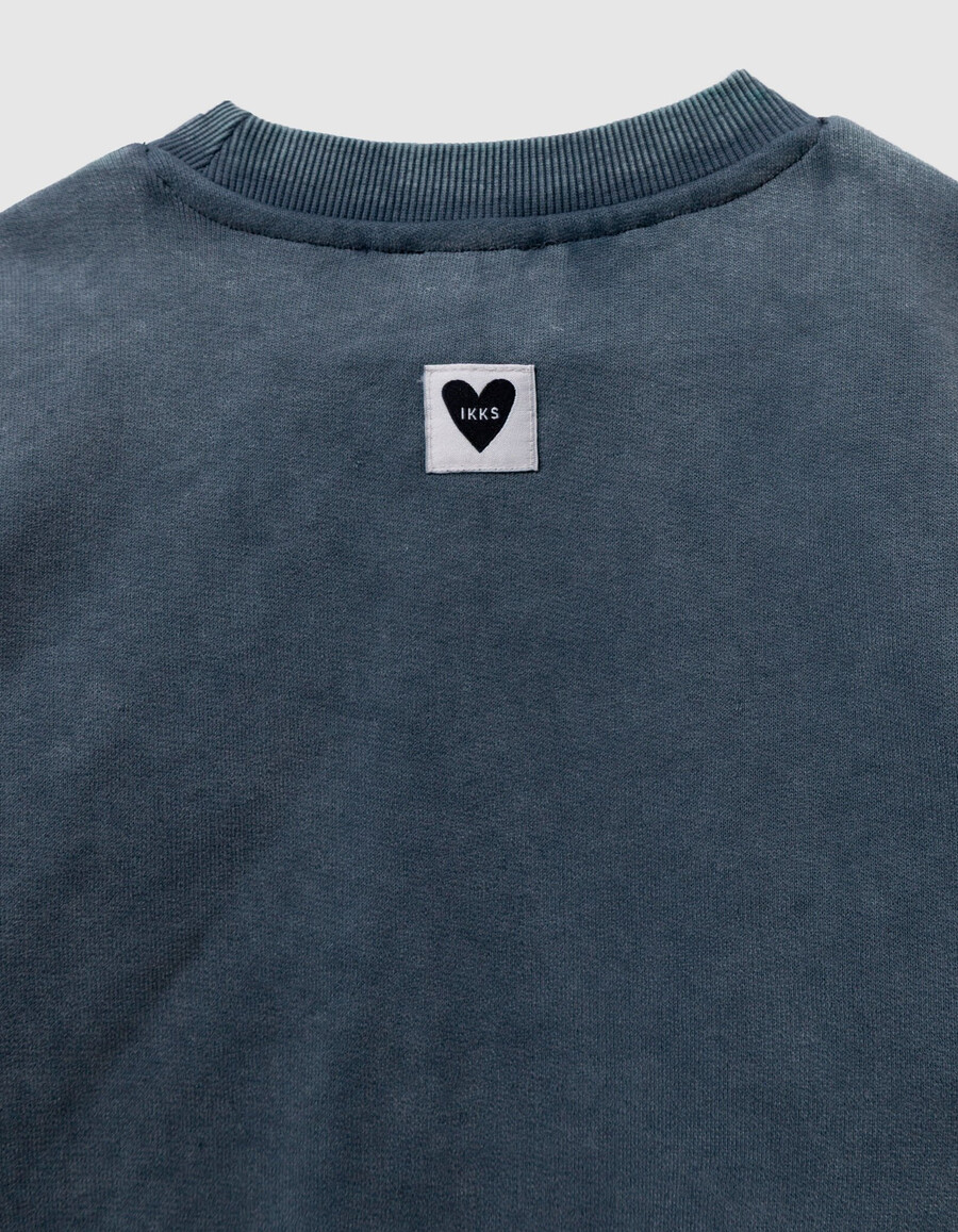 sudadera azul de algodón orgánico para niña bordado dorado xl