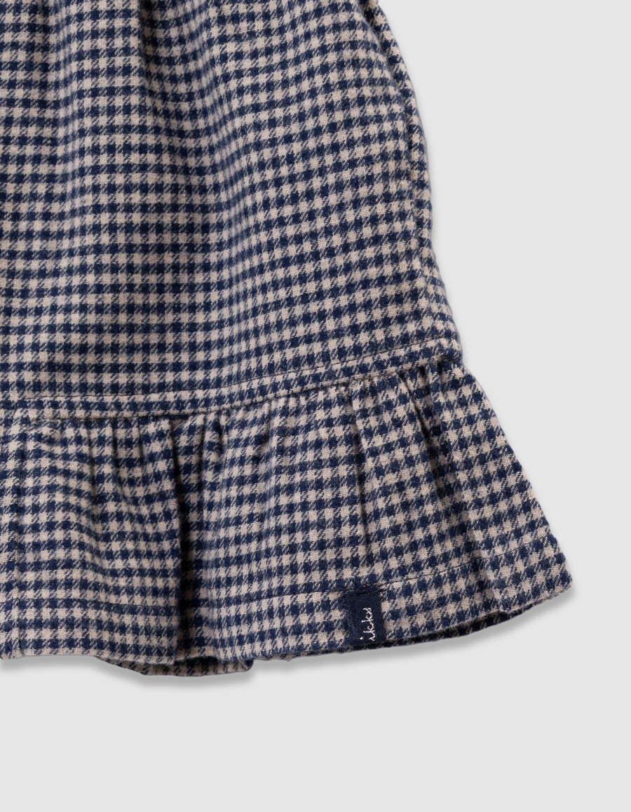 pantalones cortos de cuadros vichy azul marino con volantes para niña