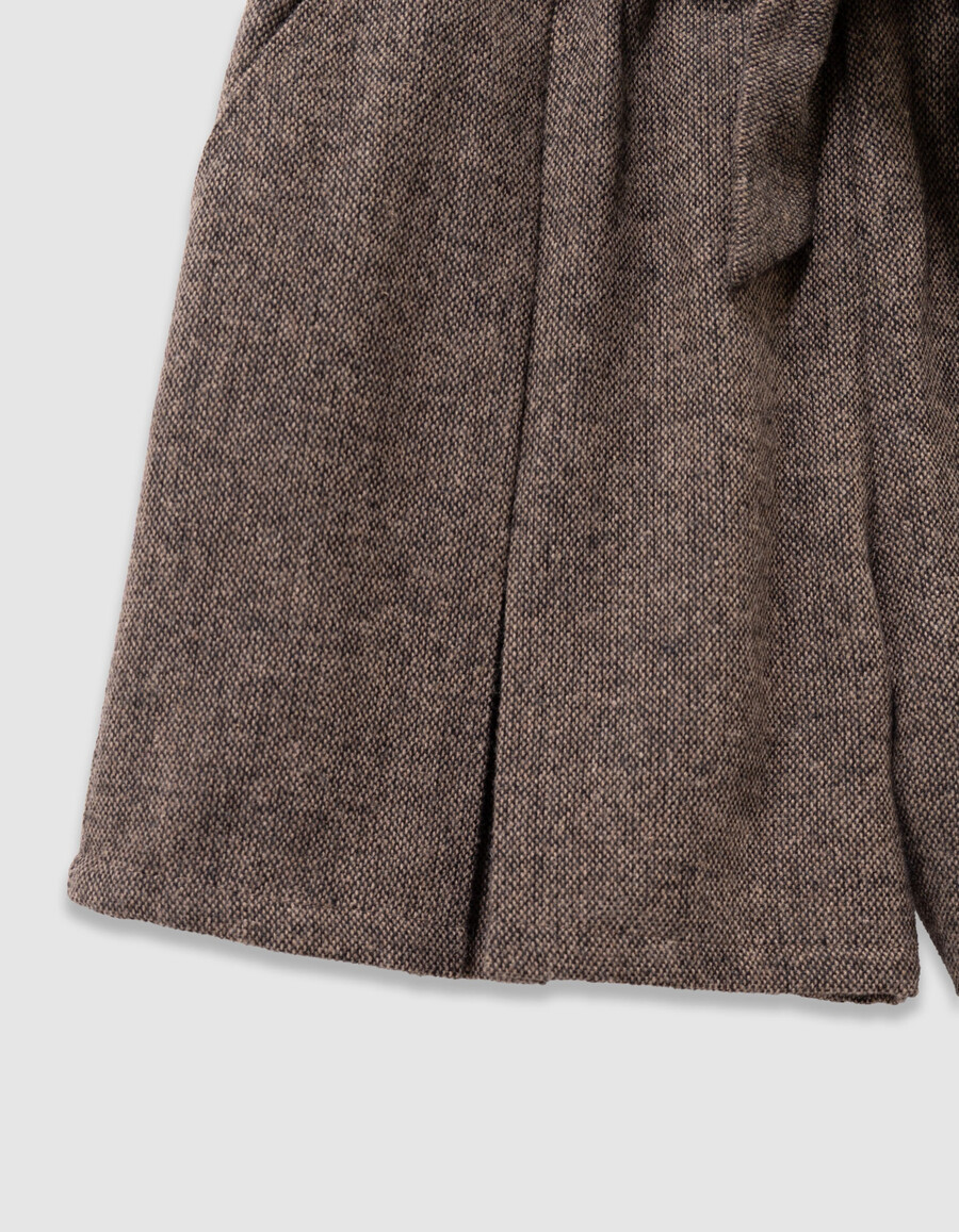 pantalones cortos de franela marrón jaspeado para niña