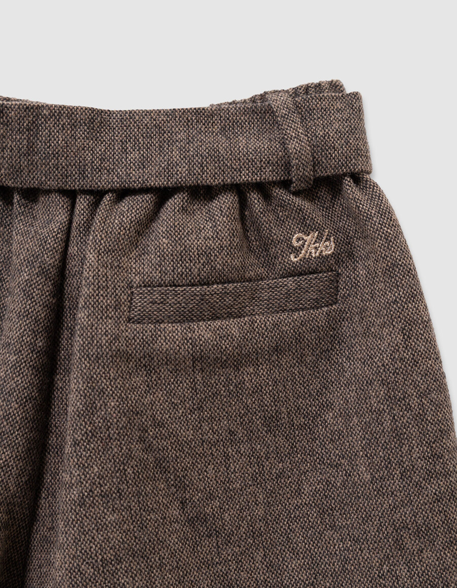 pantalones cortos de franela marrón jaspeado para niña
