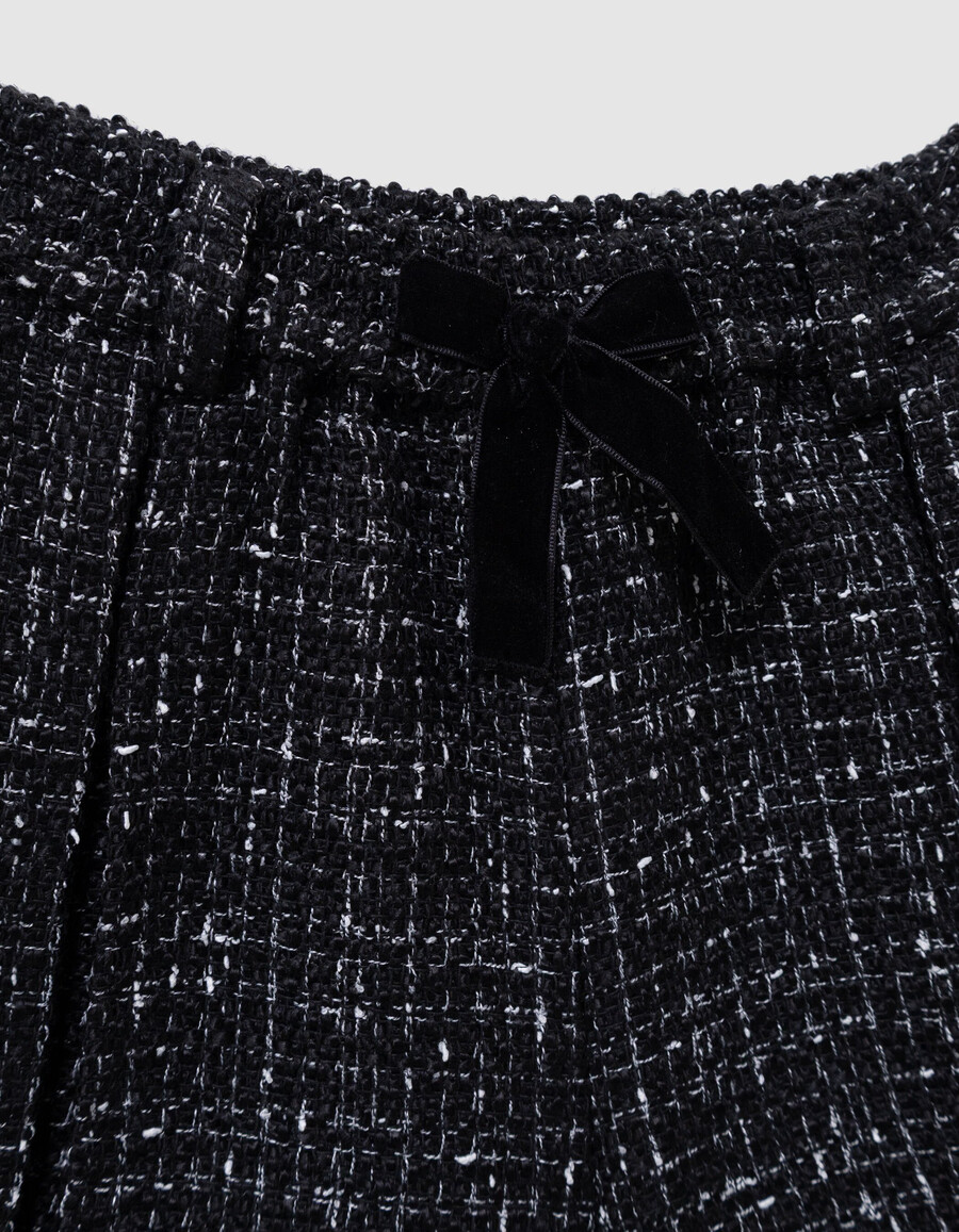 pantalones cortos negros con efecto tweed para niña