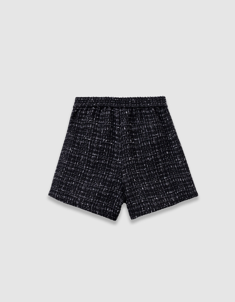pantalones cortos negros con efecto tweed para niña