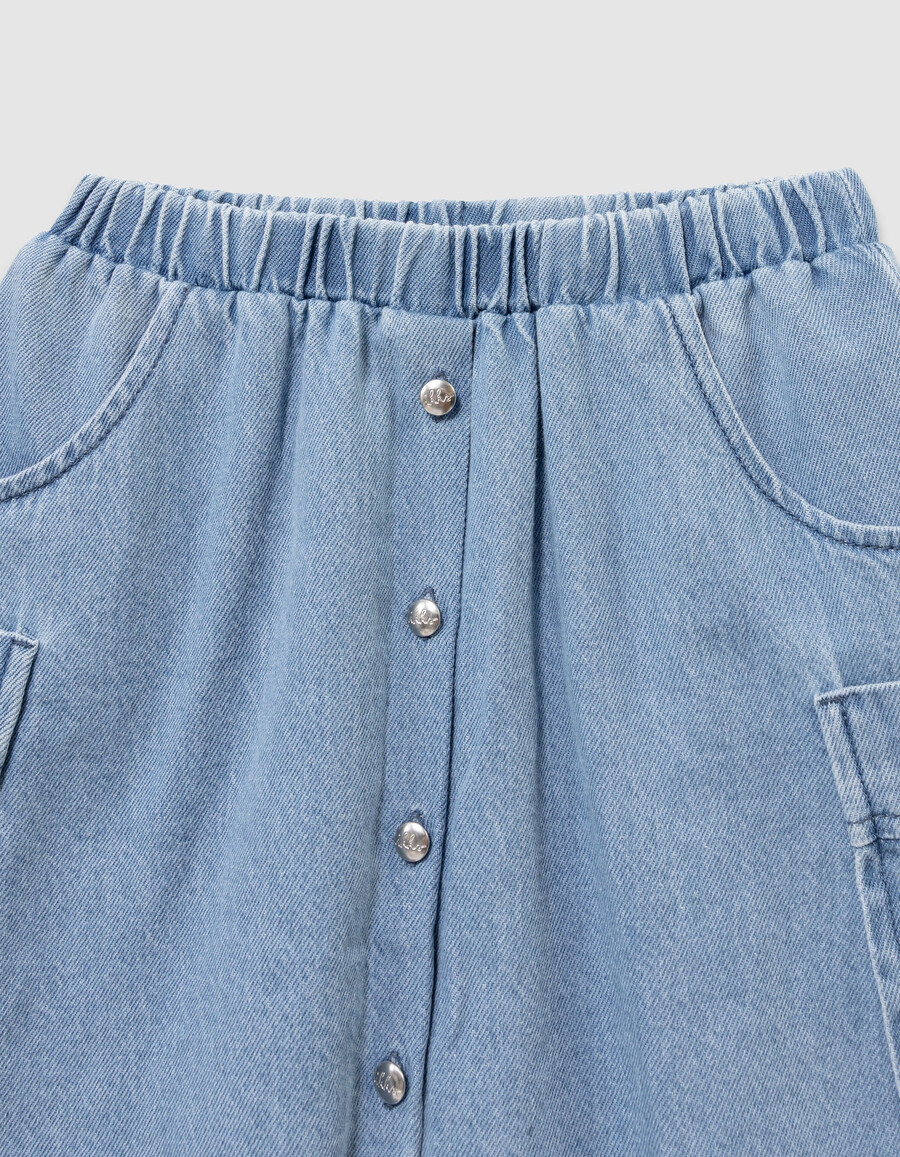 falda vaquera azul estilo cargo para niña con bolsillos