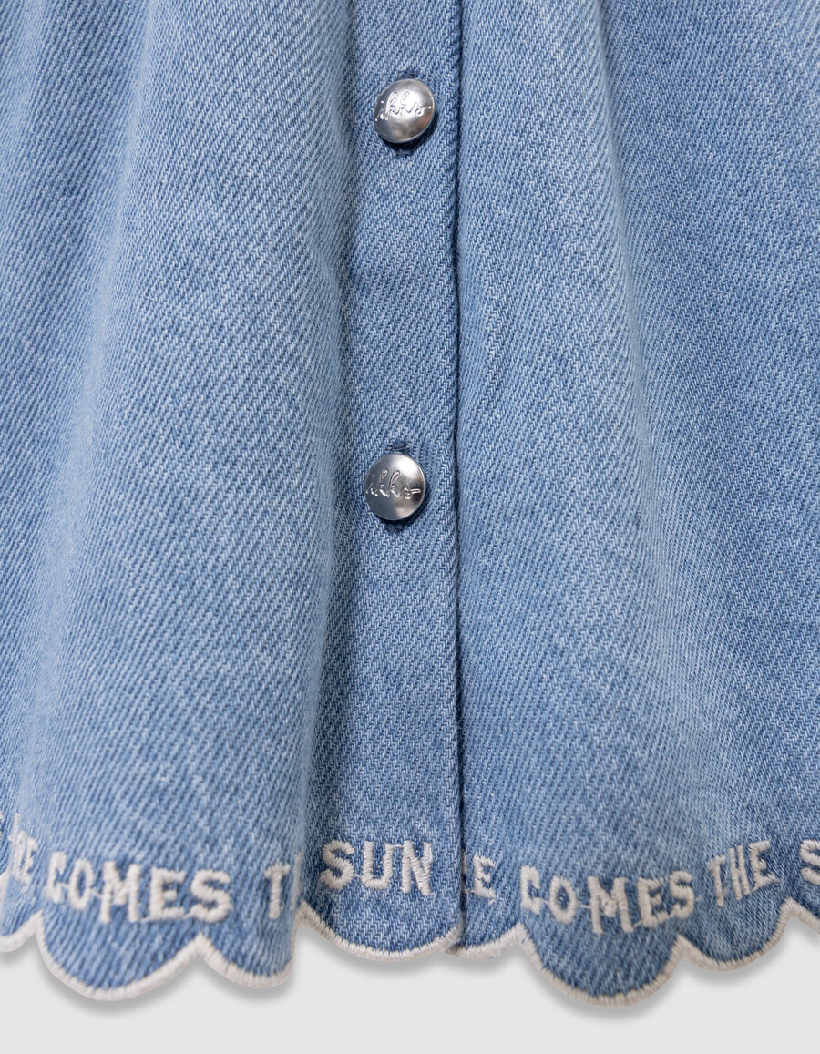 falda vaquera azul estilo cargo para niña con bolsillos
