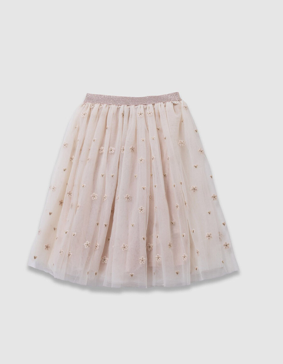 falda midi de tul blanca para niña