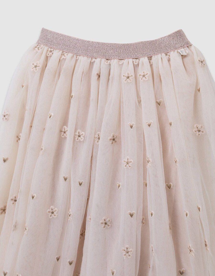 falda midi de tul blanca para niña
