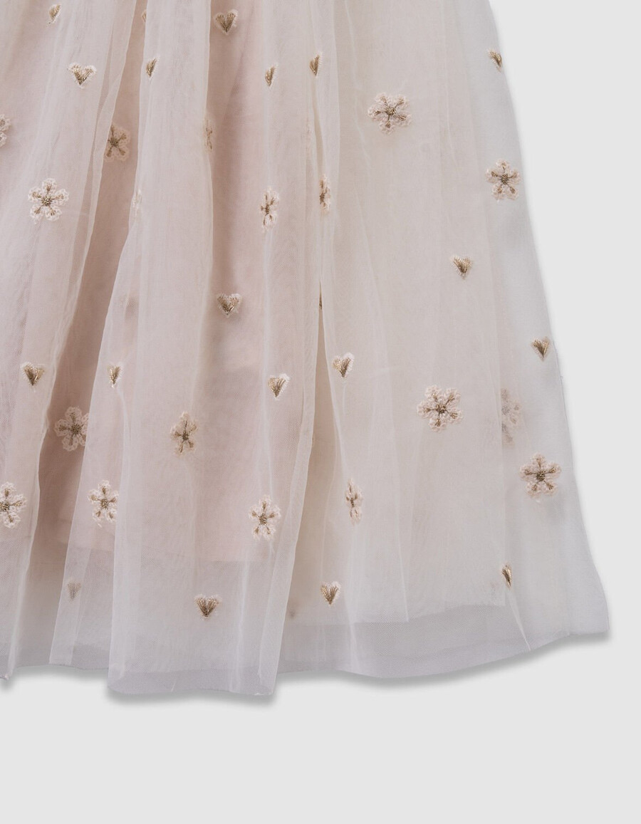 falda midi de tul blanca para niña