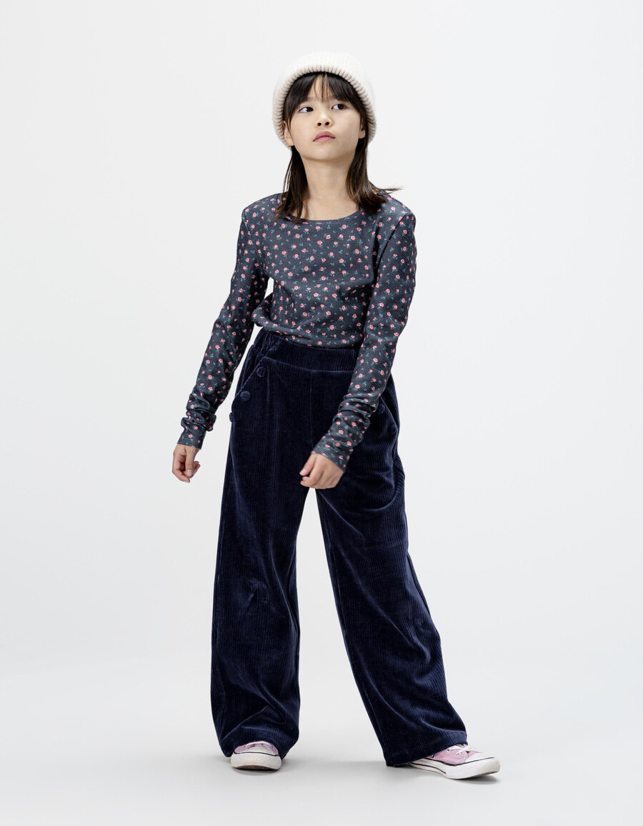 pantalones deportivos de punto de pana azul para niña