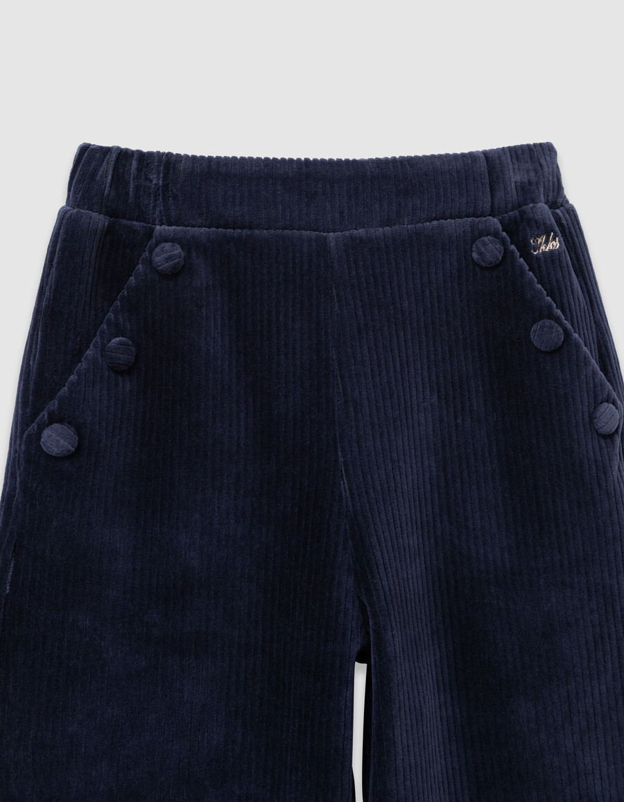pantalones deportivos de punto de pana azul para niña