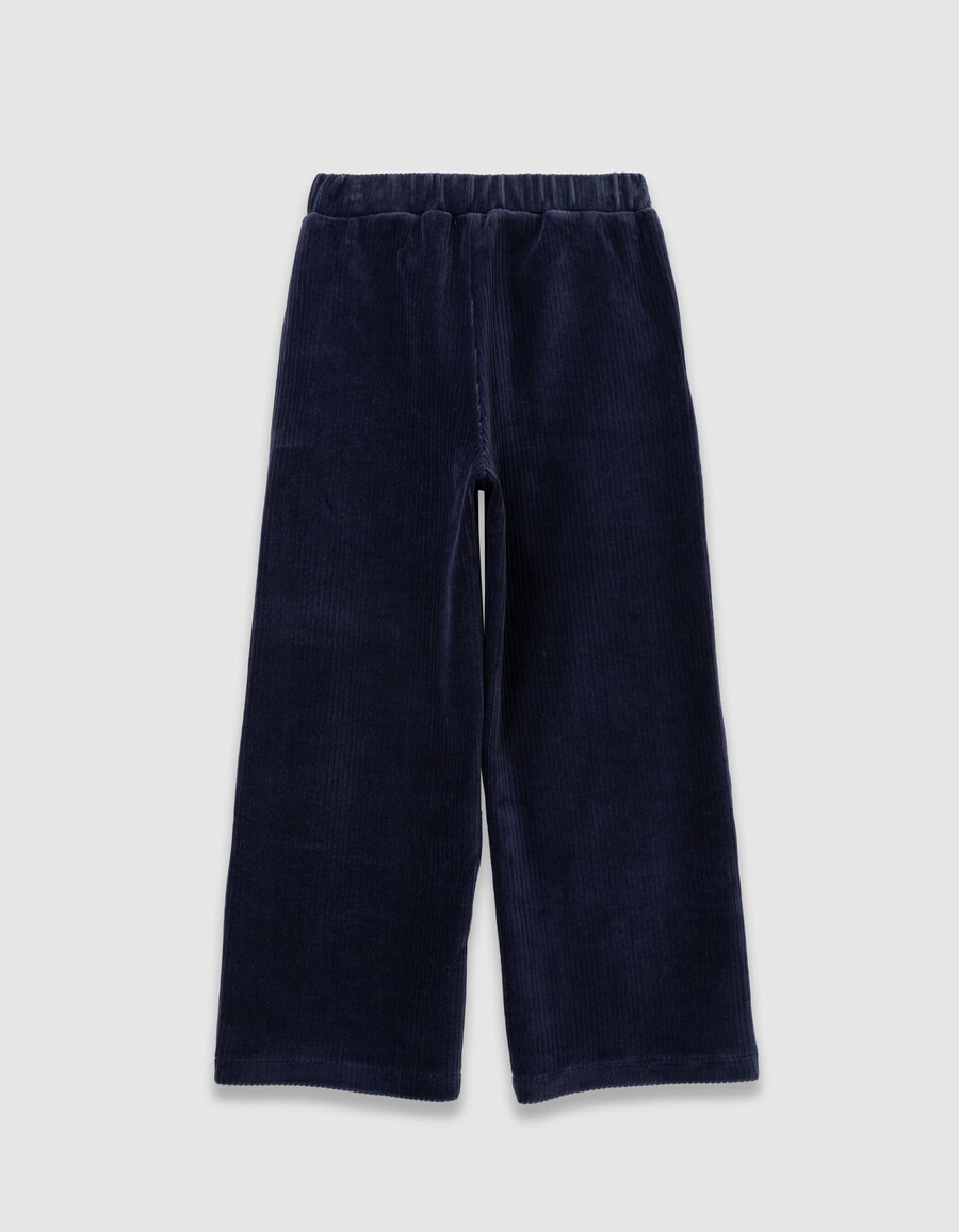 pantalones deportivos de punto de pana azul para niña