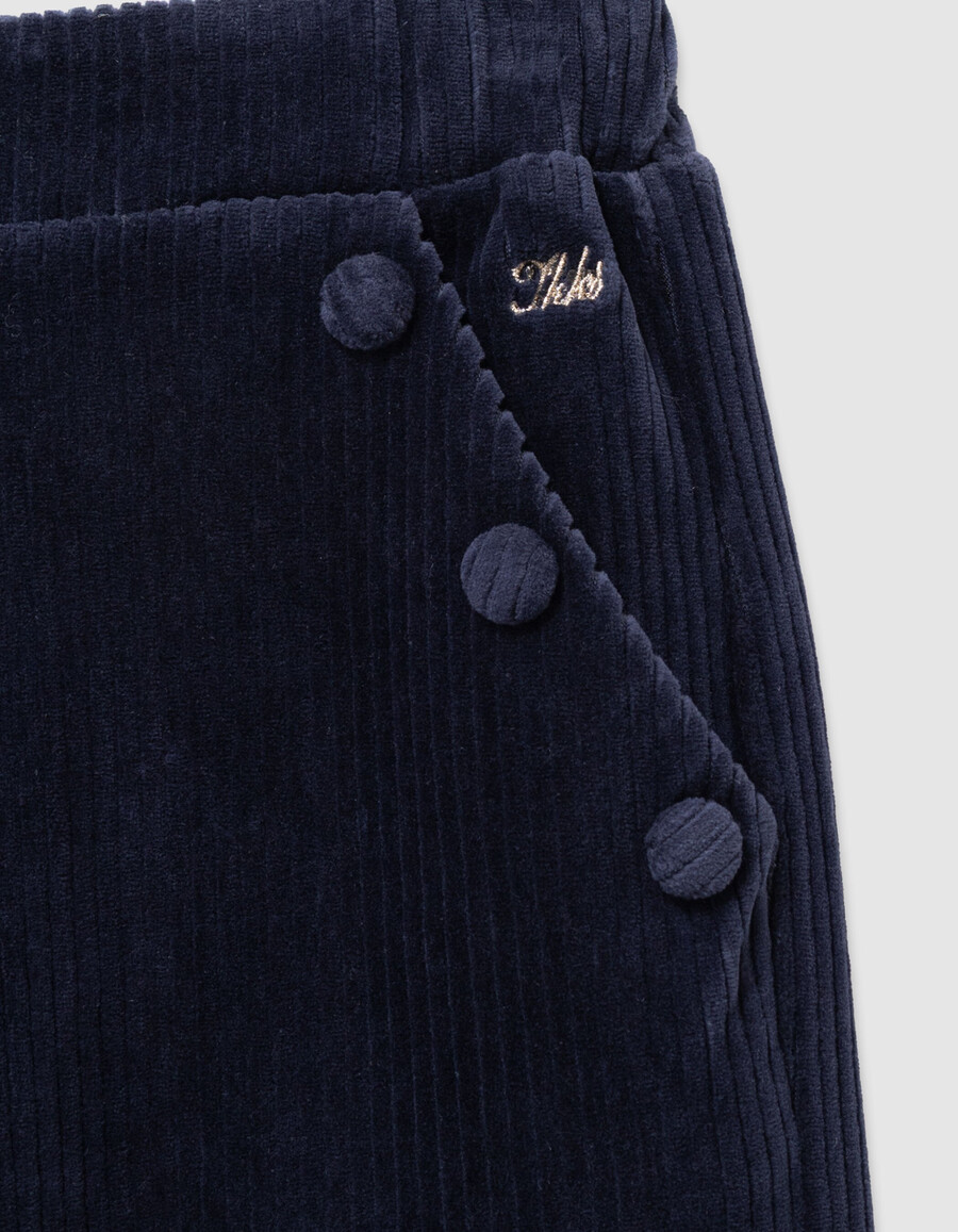 pantalones deportivos de punto de pana azul para niña