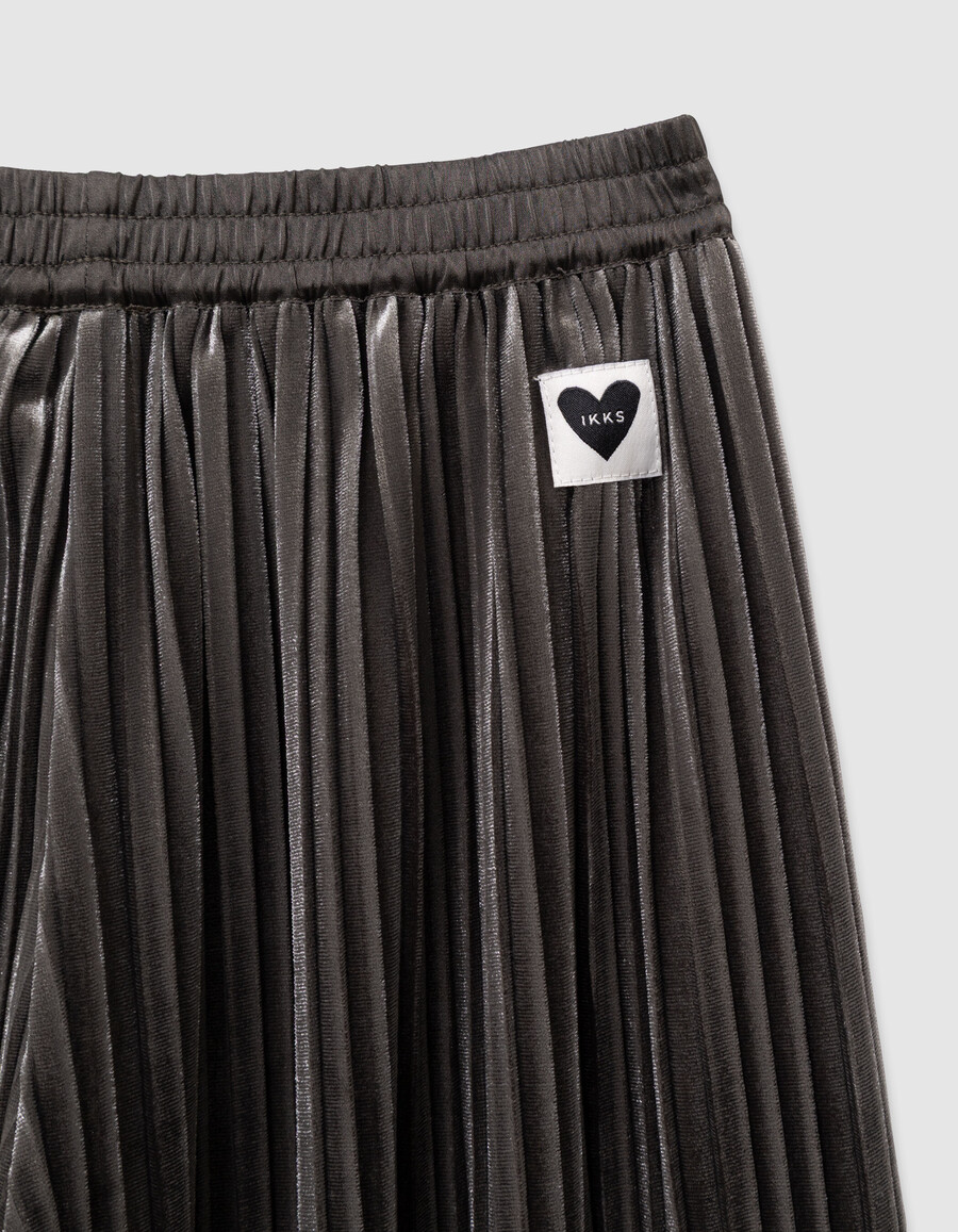 pantalones anchos plisados de terciopelo panne caqui para niña