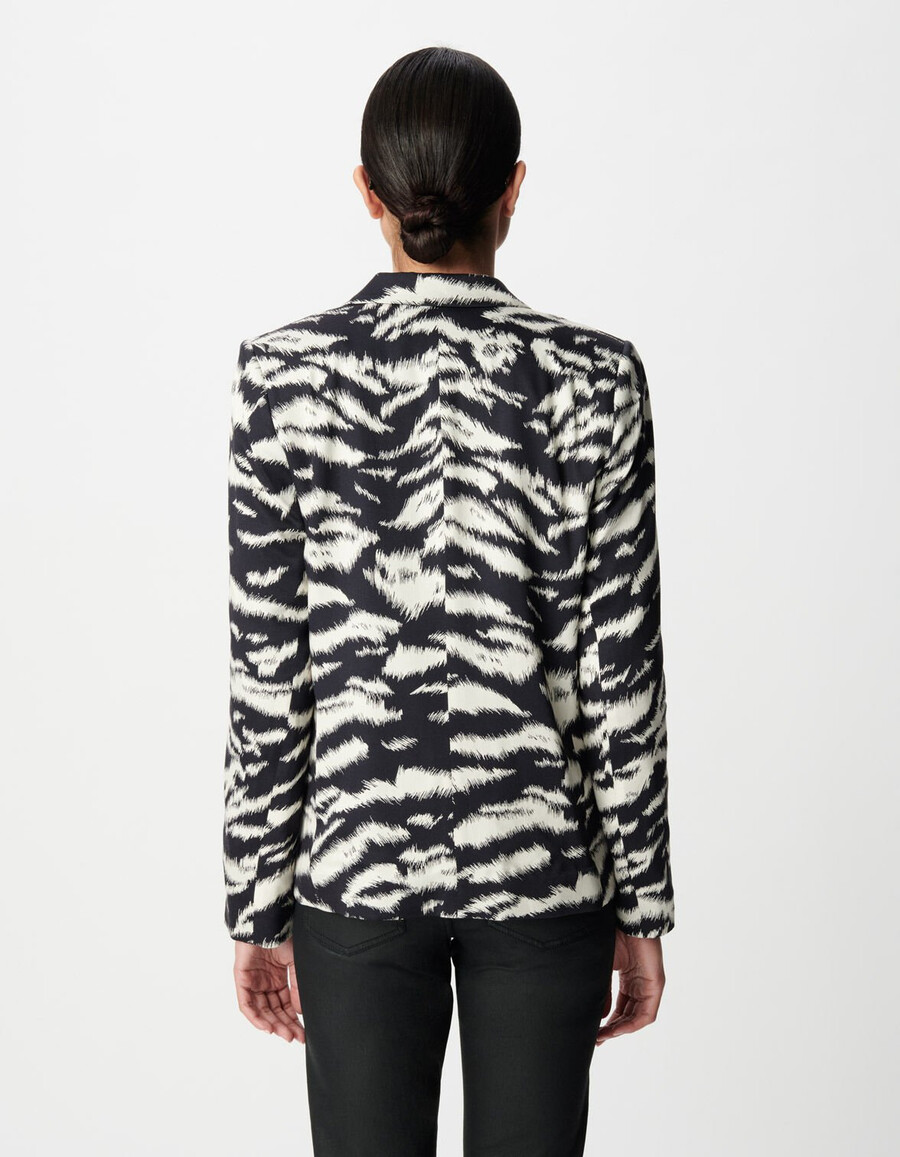 chaqueta de traje con estampado de cebra negra para mujer